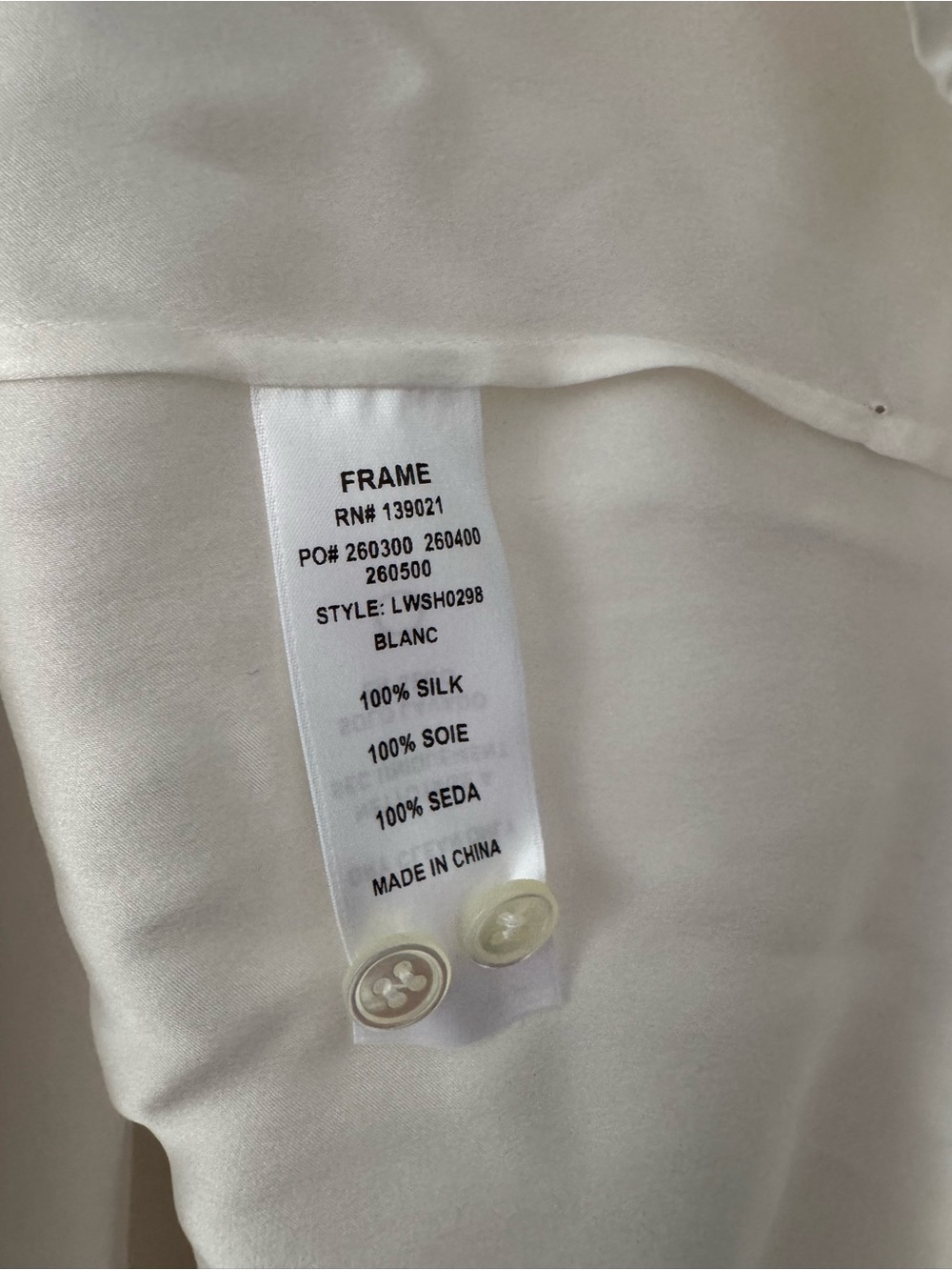 Frame Denim Ivory Pleated Band-Collar Button-Down Chloe Silk Blouse/ S/ NWT - Picture 9 of 14